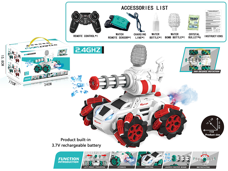 2.4G Remote Control Stunt Water Bomb Armored Car(Light,Music,Spray)
