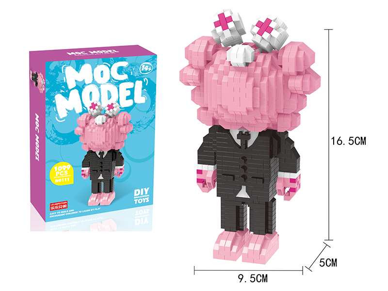 Micro Particle Building Blocks - KAWS Fashion Model Suit Pink 1099PCS