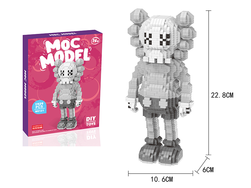 Micro Particle Building Blocks - KAWS Fashion Large Model Grey 1929PCS