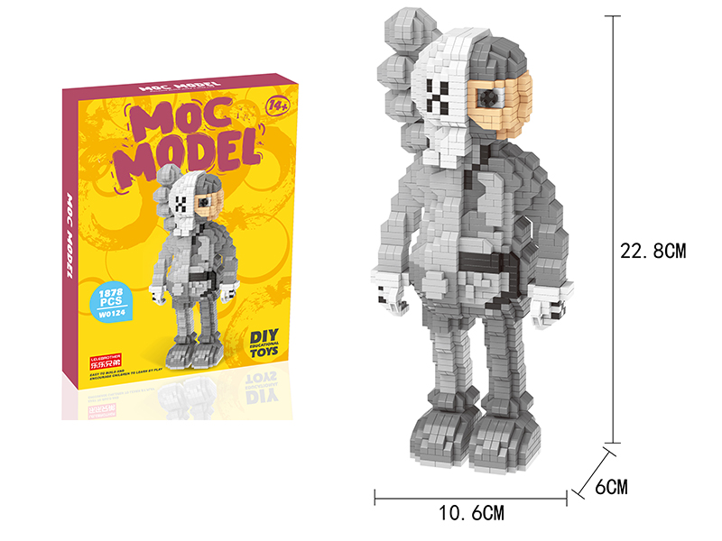 Micro Particle Building Blocks - KAWS Fashion Large Model Grey Dissection 1878PCS