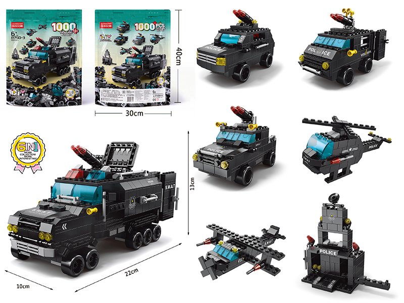 Police Riot Truck Building Blocks 1000pcs