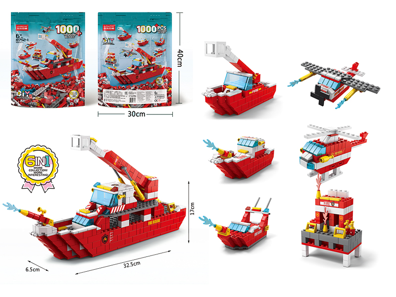 6 In 1 Fireboat Building Blocks 1000pcs