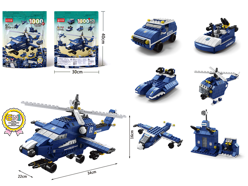 6 In 1 Helicopter Building Blocks 1000pcs
