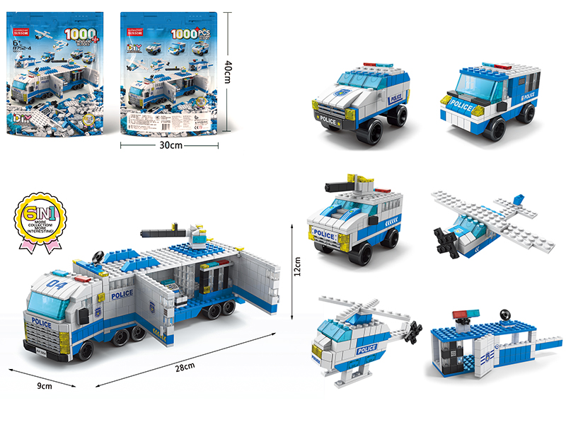 6 In 1 Police Building Blocks 1000pcs