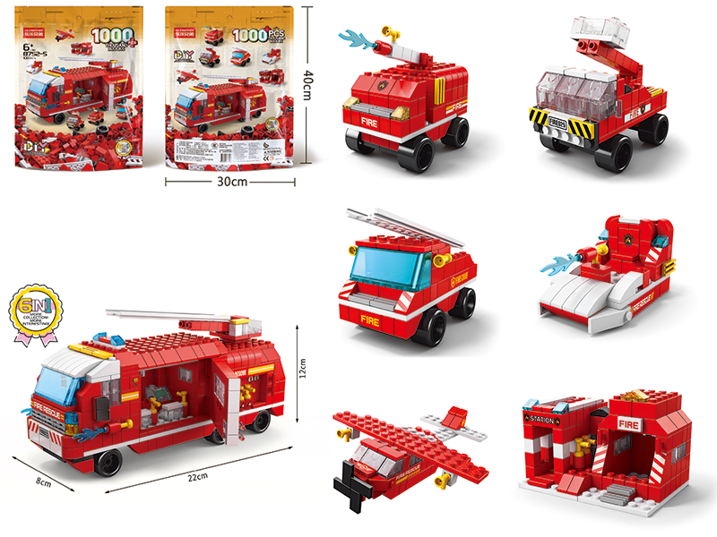 6 In 1 Fire Engine Building Blocks 1000pcs