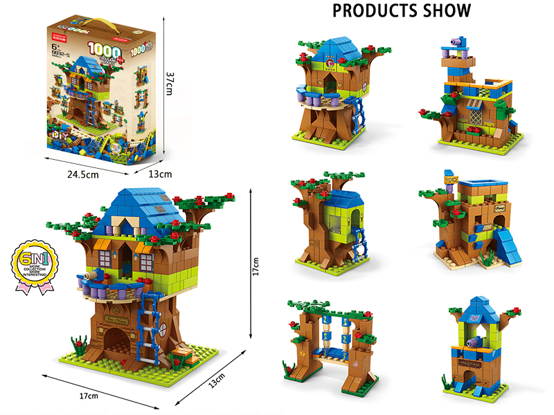 6 In 1 Tree House Building Blocks 1000pcs