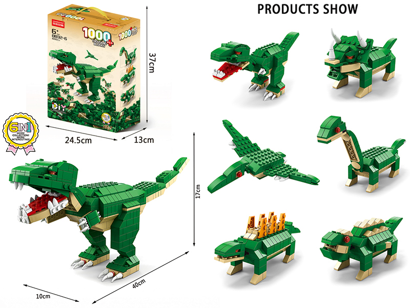 6 In 1 Dinosaur Building Blocks 1000pcs