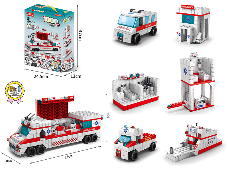 6 In 1 Ambulance Building Blocks 1000pcs