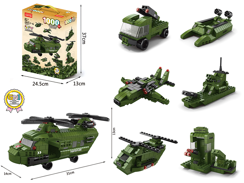 6 In 1 Military Aircraft Building Blocks 1000pcs