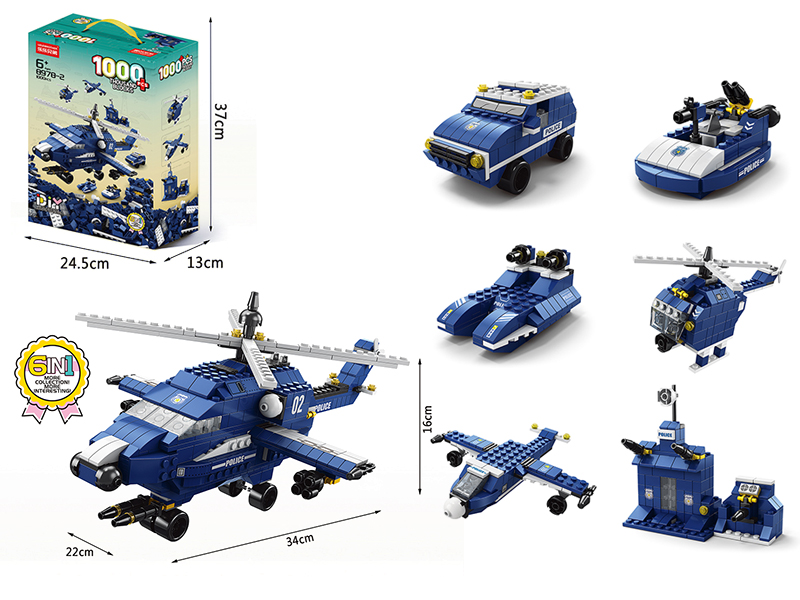 6 In 1 Helicopter Building Blocks 1000pcs