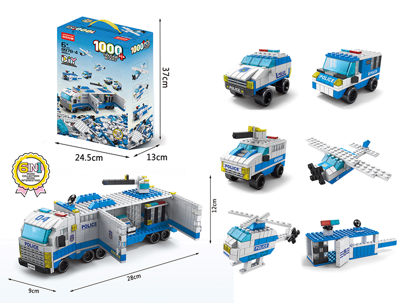 6 In 1 Police Building Blocks 1000pcs