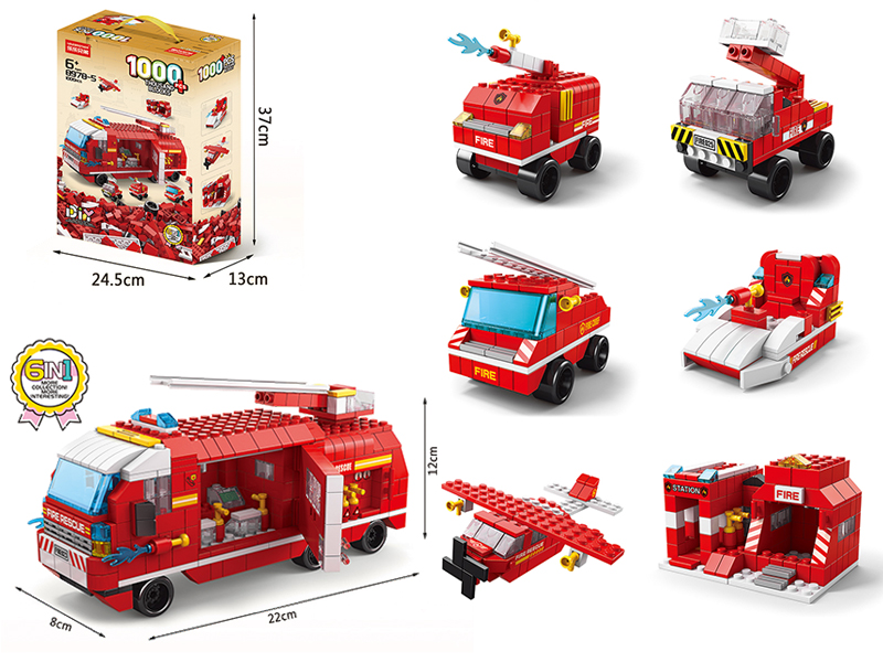 6 In 1 Fire Engine Building Blocks 1000pcs