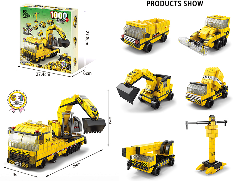6 In 1 Engineering Truck Building Blocks 1000pcs