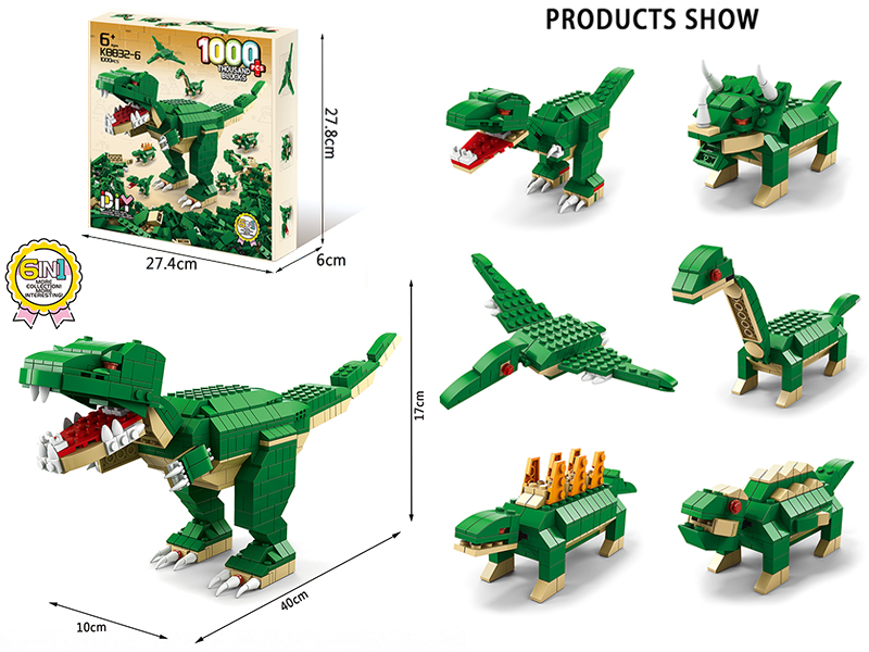6 In 1 Dinosaur Building Blocks 1000pcs