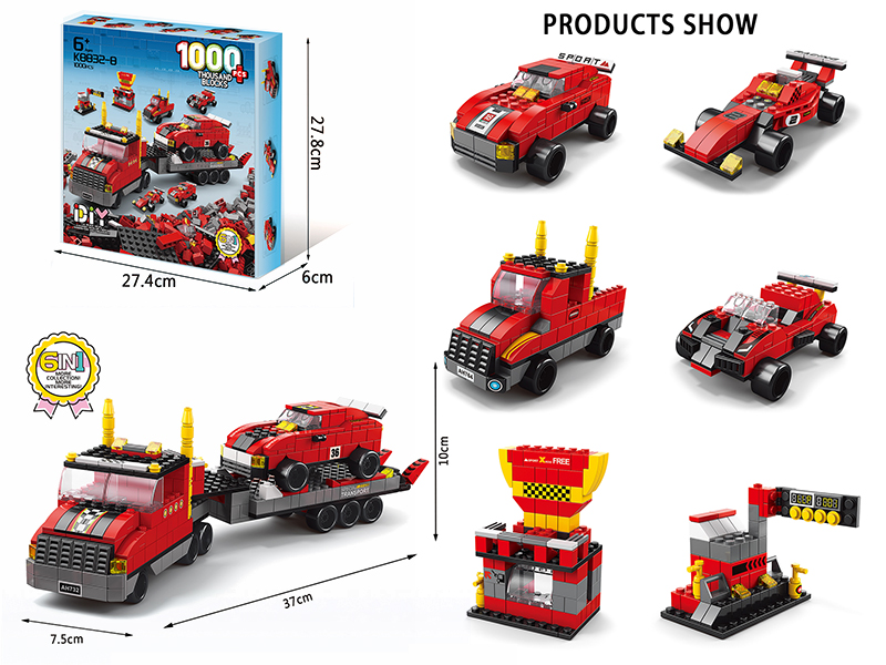 6 In 1 Racing Trailer Building Blocks 1000pcs