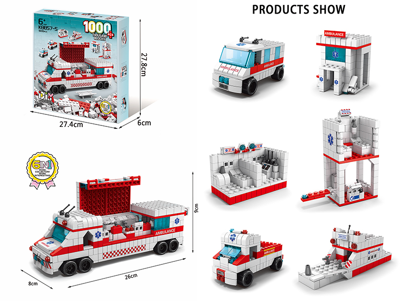 6 In 1 Ambulance Building Blocks 1000pcs