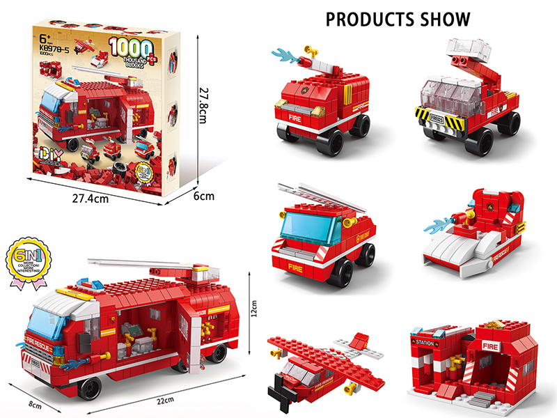 6 In 1 Fire Engine Building Blocks 1000pcs