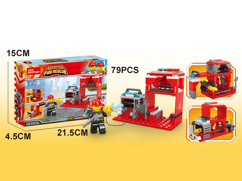 City Fire Series Building Blocks -Moving Fire Station 79PCS