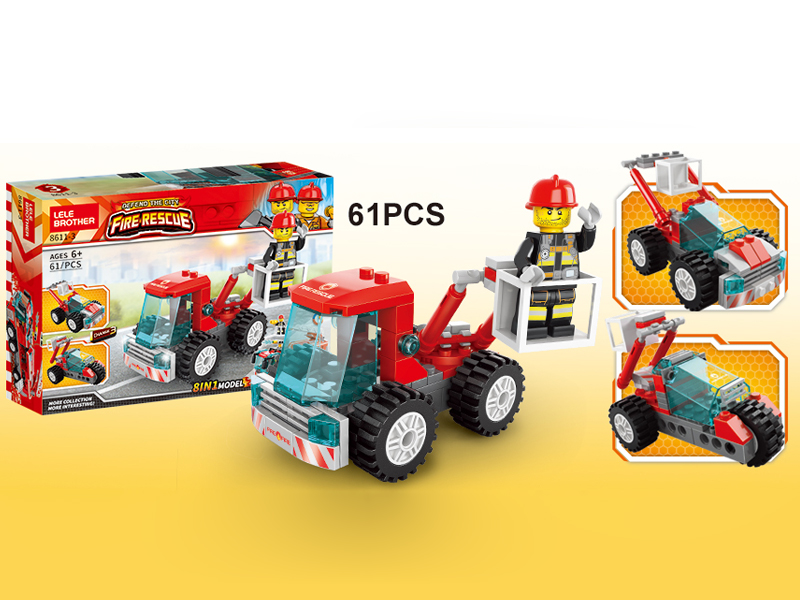 City Fire Series Building Blocks - Climbing Platform Rescue Vehicle 61PCS