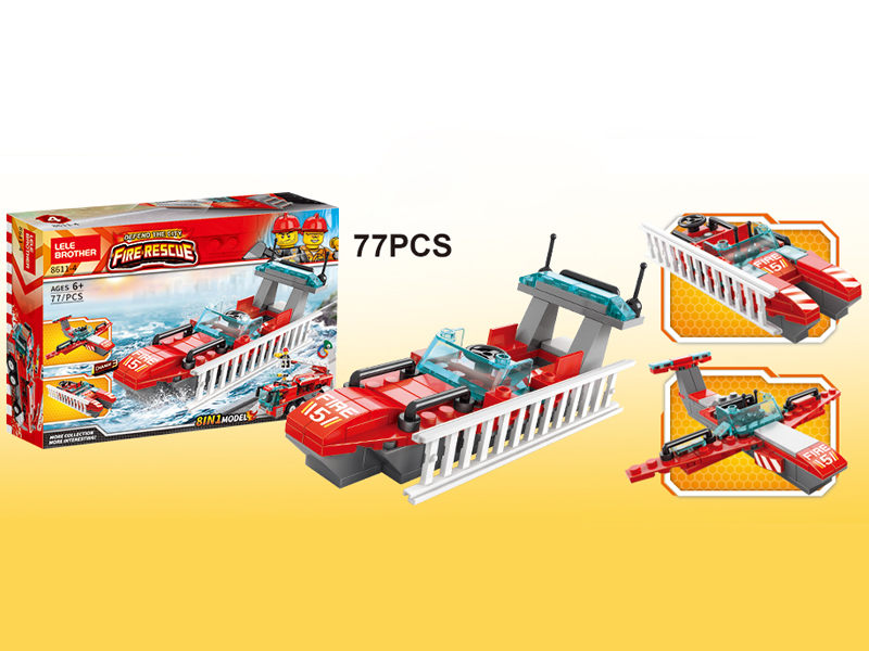 City Fire Series Building Blocks - Assault Boat 77PCS