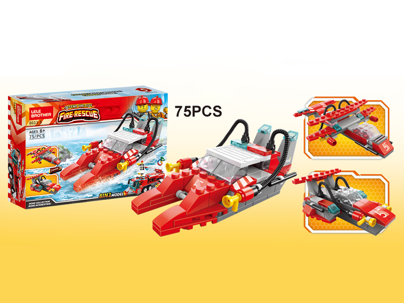 City Fire Series Building Blocks - Search And Rescue Boat 75PCS
