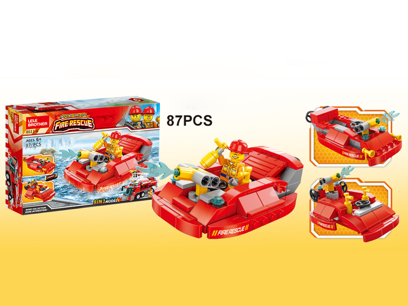 City Fire Series Building Blocks - Hurricane Jet Hovercraft 87PCS
