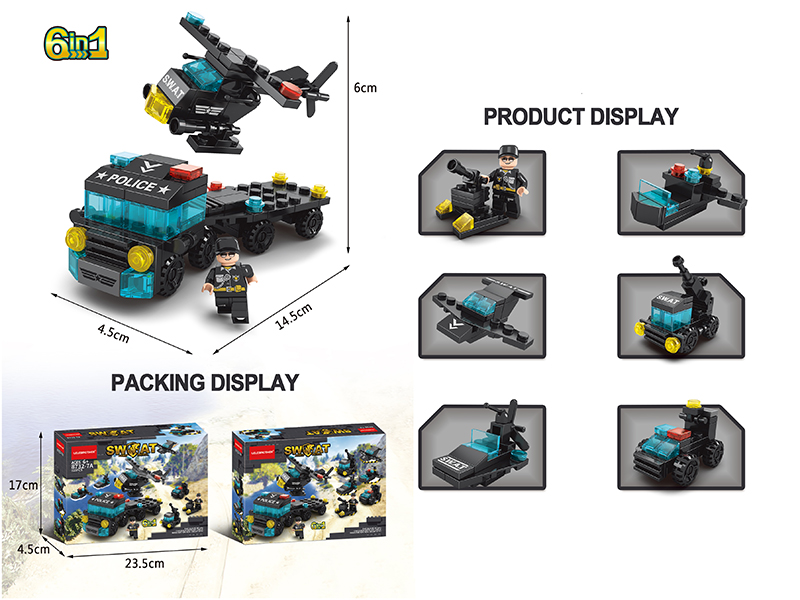 Mini S.W.A.T. Tow Truck Plane 6 In 1 Building Blocks 123pcs