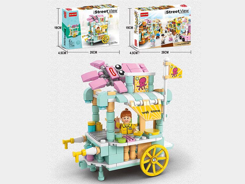 Mini Street View Food Street Building Blocks - Tokoyaki Cart 179PCS