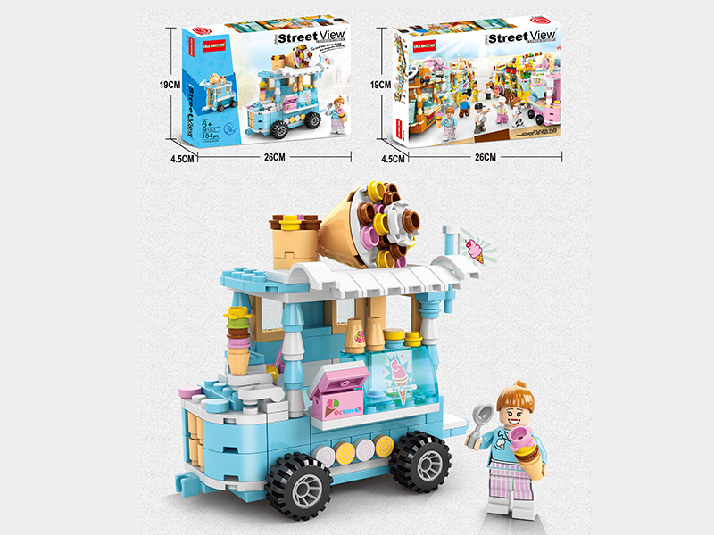 Mini Street View Food Street Building Blocks - Ice Cream Cart 184PCS