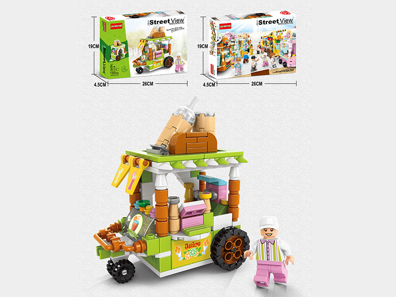 Mini Street View Food Street Building Blocks - Fresh Juice Cart 189PCS