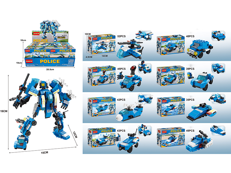Police Robot Series 8 In 1 Building Blocks 353PCS