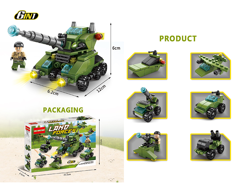Military Tanks 6 In 1 Building Blocks 138PCS