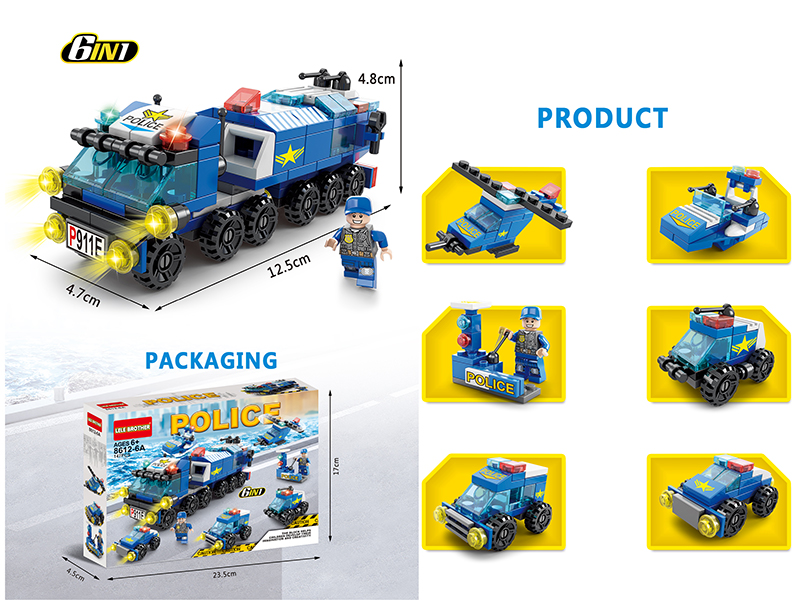 Police 6 In 1 Building Blocks 147pcs