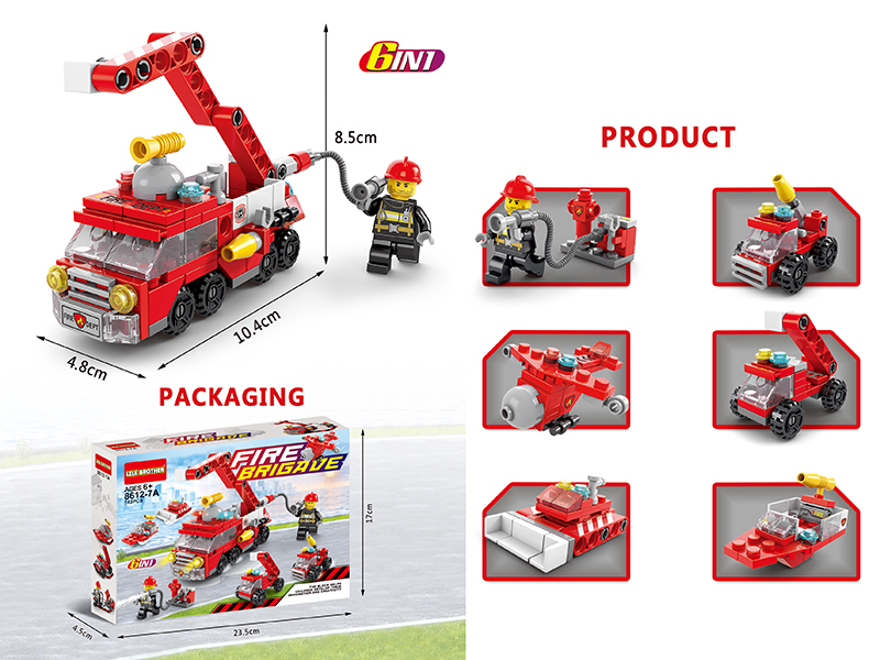 Fire Engine 6 In 1 Building Blocks 142pcs