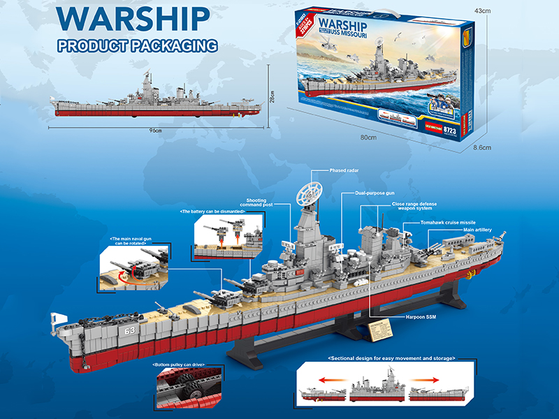 1:280 USS MISSOURI Building Blocks 3216PCS