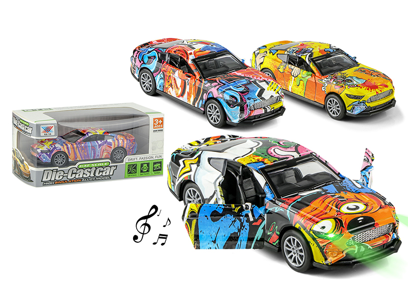 1:32 Pull Back Alloy Mustang graffiti With Light Music