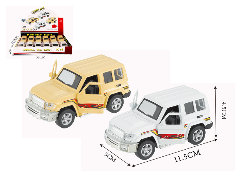 12PCS Alloy Pull Back Jeep With Light And Sound