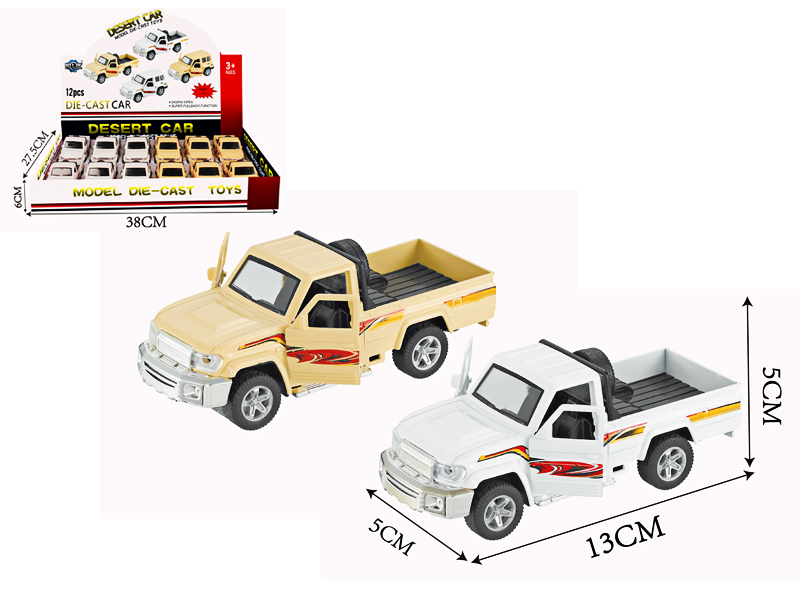 12PCS Alloy Pull Back Pickup Truck With Light And Sound