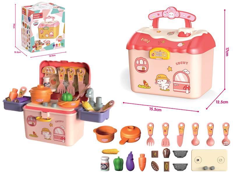 Pink Kitchen Storage House With Light