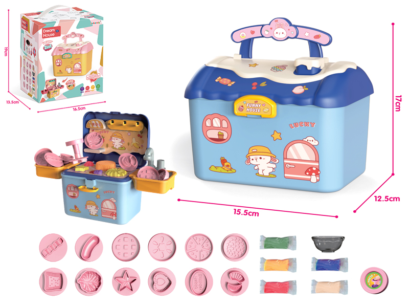 Kids Color Doughs Kit Blue Storage House With Water Function