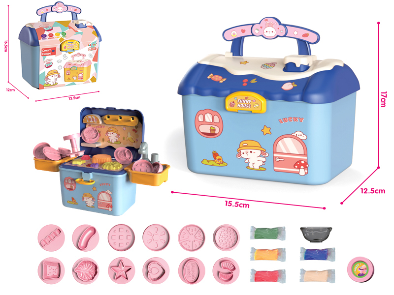 Kids Color Doughs Kit Blue Storage House With Water Function