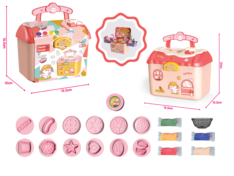 Kids Color Doughs Kit Pink Storage House With Water Function