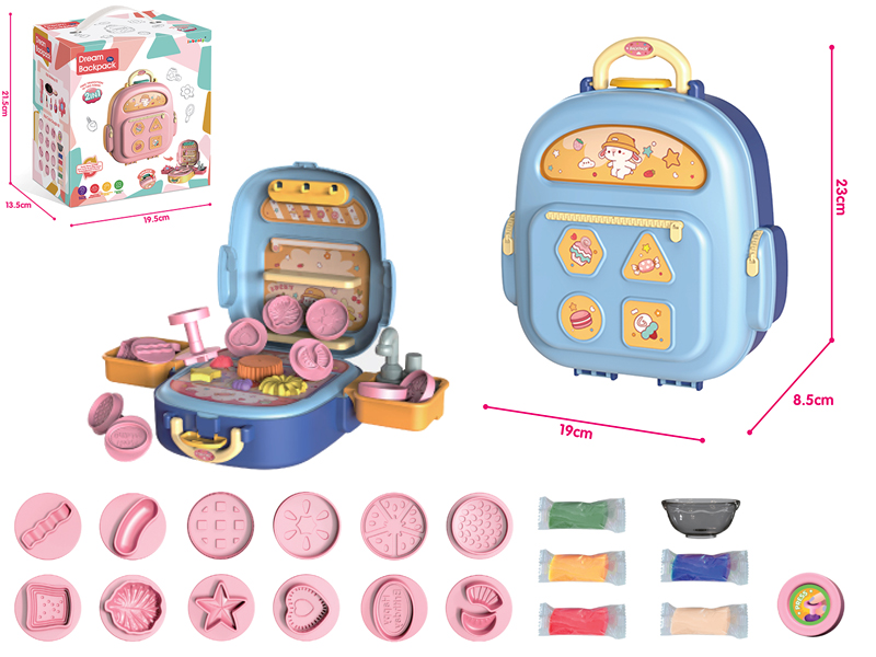 Kids Color Doughs Kit Blue Storage Small Backpack With Water Function