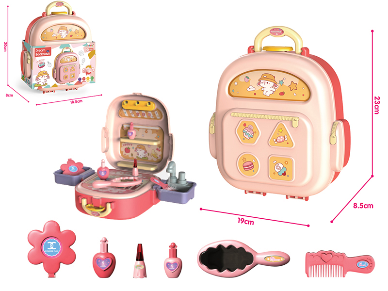 Kids Makeup Kit Pink Storage Small Backpack With Water Function