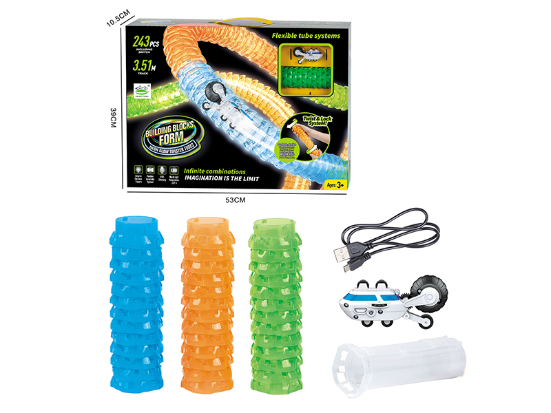 Glow-In-The-Dark Building Blocks Pipeline Car