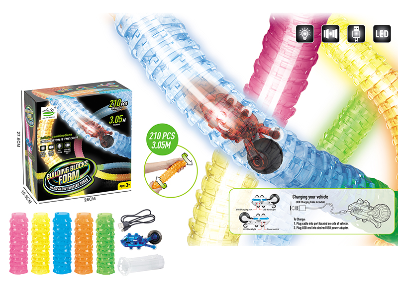 Glow-In-The-Dark Building Blocks Pipeline Car