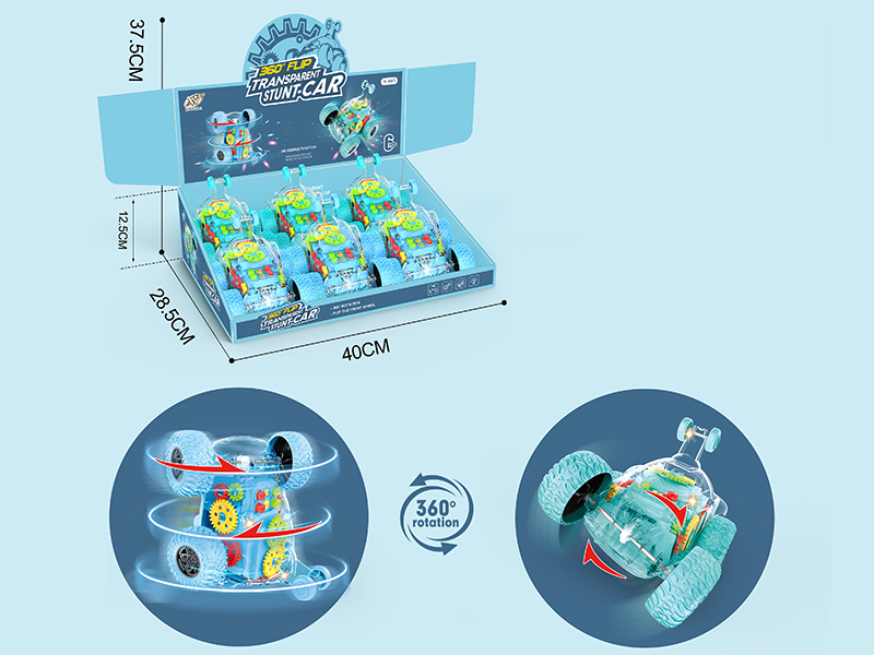 B/O Transparent Gear Stunt Car 6pcs