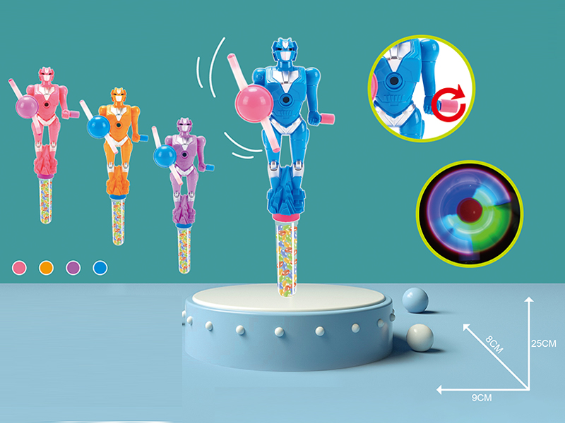 Hand Operated Female Robot Light Stick Candy Toys