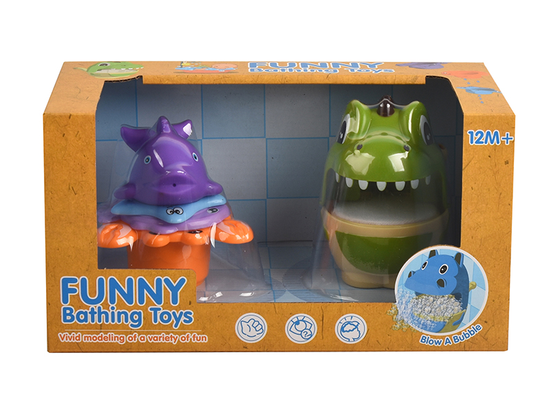 Bathing Toys Dinosaur Bubble Machine + Dolphin Jenga Cup