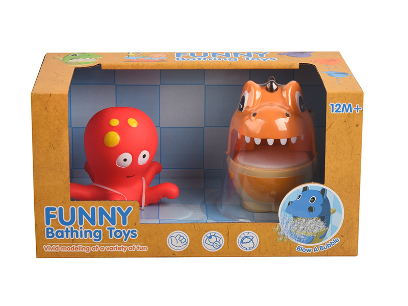 Bathing Toys Dinosaur Bubble Machine + Red Octopus